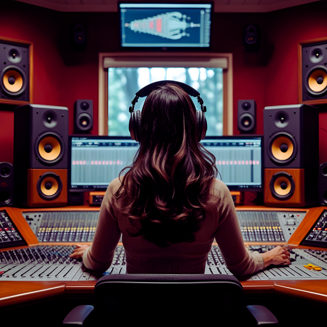 Lunara – elektronische Musik mit Emotion und Tiefe Frau mit Kopfhörern im Studio – symbolisches Bild für Lunara Musik