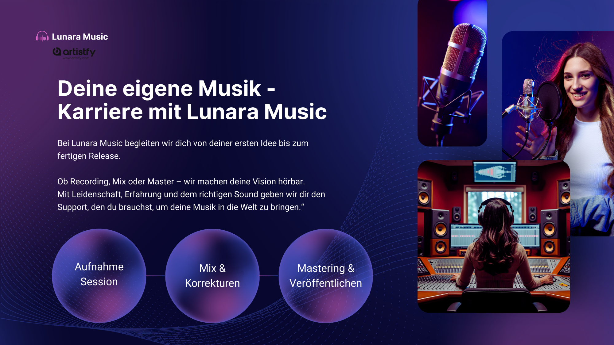 Deine eigene Musik-Karriere – mit Lunara Music Professionelles Studiomikrofon für Gesangs- und Sprachaufnahmen bei Lunara Music